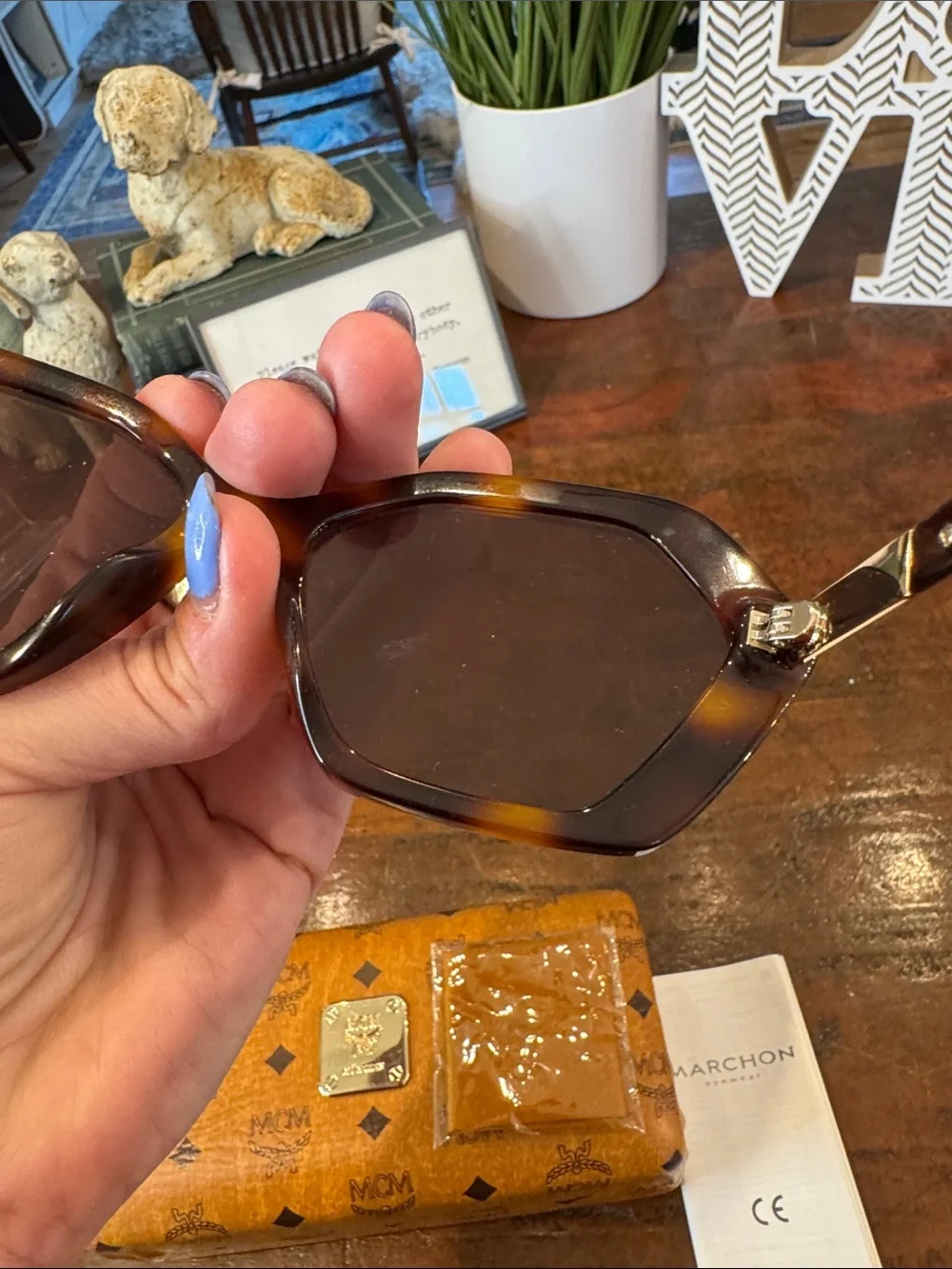 MCM Tortoiseshell Geometric Frame Sunglasses - Brown